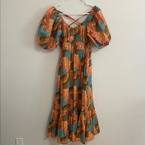 Cleobella Orange and Teal Maxi Dress
